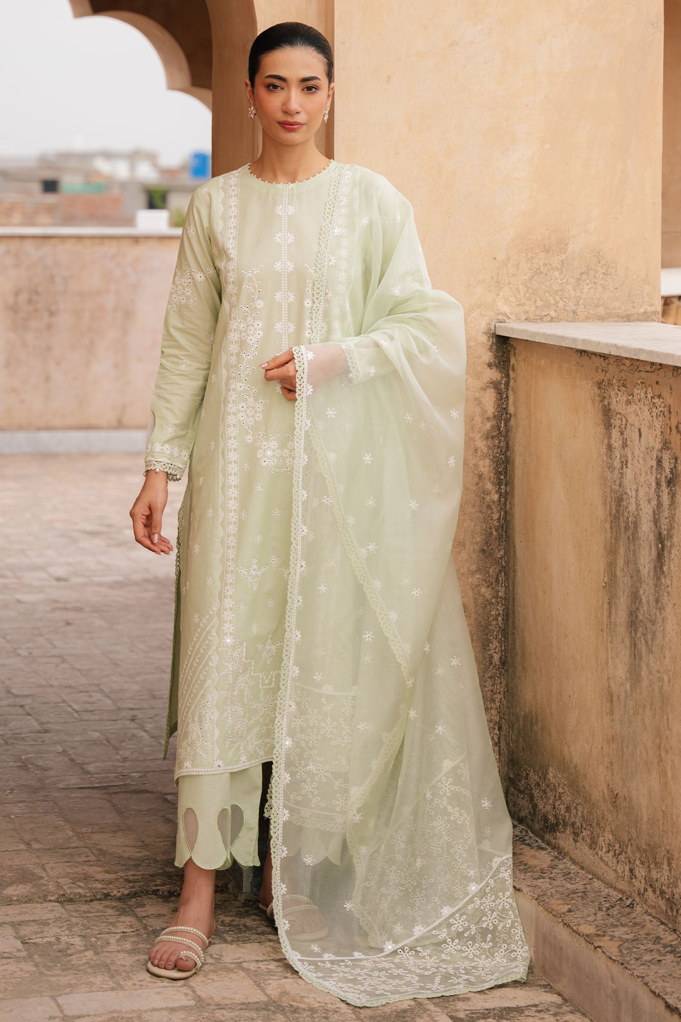 Cross Stitch - Lumiere Meadow Lawn Suit For Women - 3 Piece - Studio by TCS