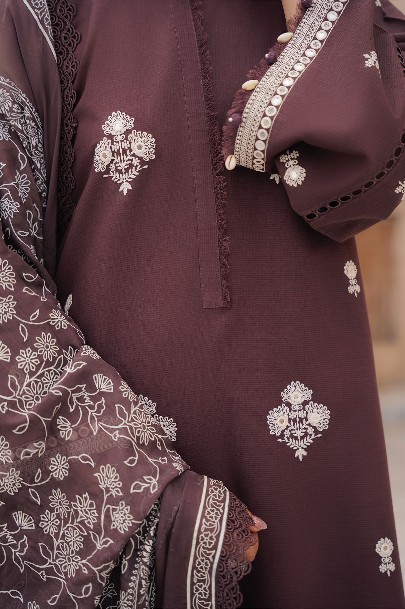Cross Stitch - Noir Umber Lawn Suit For Women - 3 Piece - Studio by TCS