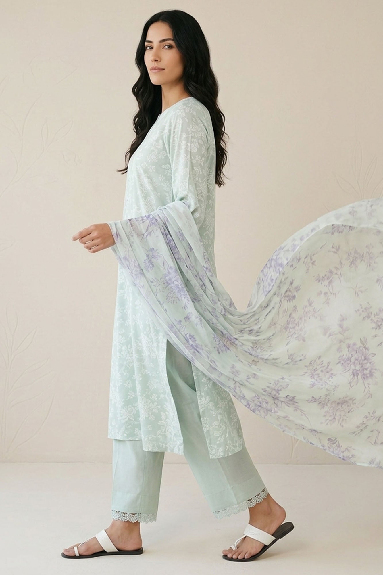 Cross Stitch - Harbor Gray Lawn Suit For Women - 3 Piece - Studio by TCS