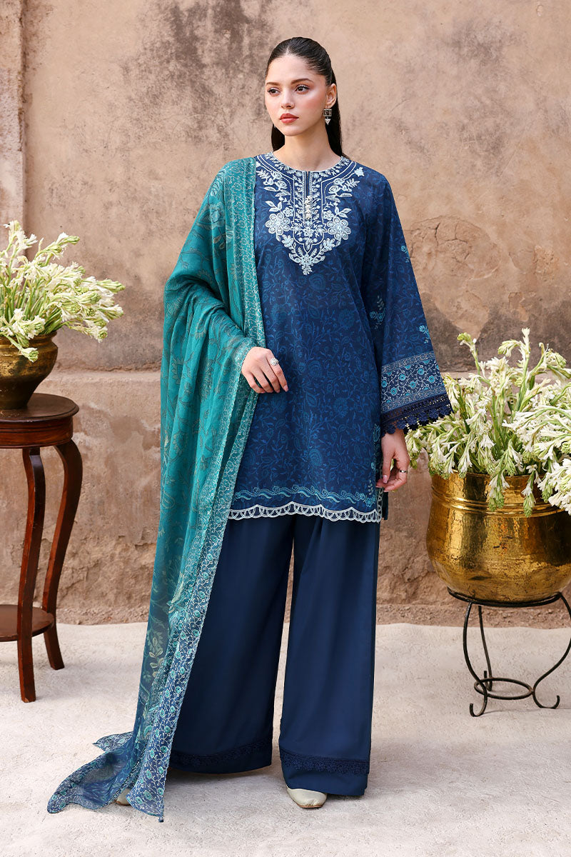 Cross Stitch - Lawn Prussian Waves Unstitch Suit For Women - 3 Piece