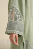 Cross Stitch - Raw Silk Silver Sage Suit For Women - Green - 3 Piece
