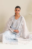 Cross Stitch - Ice Blue Charm Organza Unstitch Suit For Women - 4 Piece