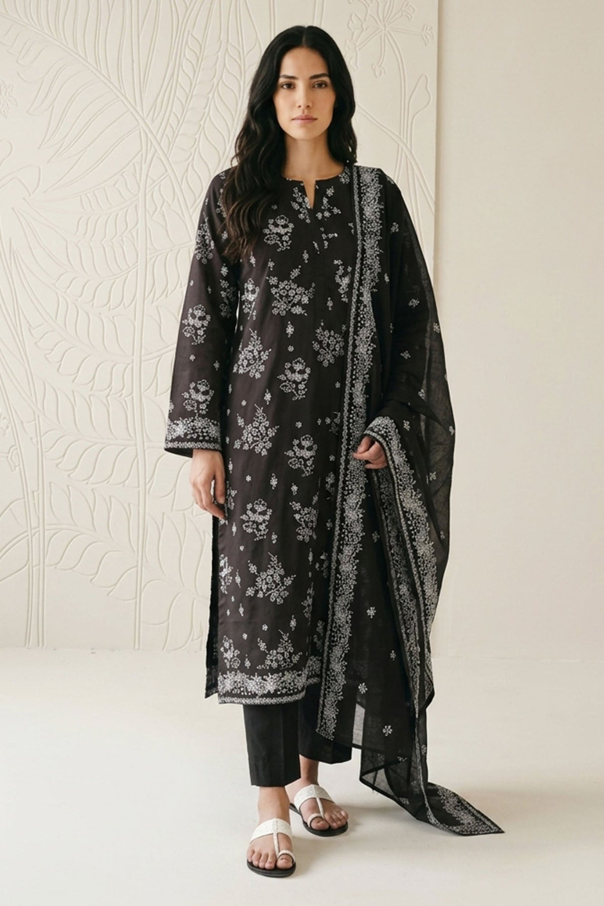 Cross Stitch - Phantom Black Lawn Suit For Women - 3 Piece - Studio by TCS