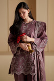 Cross Stitch - Ash Plum Chikankari Lawn Suit For Women - 3 Piece