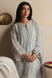 Cross Stitch - Arctic Frost Silk Suit For Women - Blue - 3 Piece