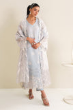 Cross Stitch - Ice Blue Charm Organza Unstitch Suit For Women - 4 Piece