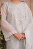 Cross Stitch - Sapphire Serenade Organza Suit For Women - Blue - 3 Piece