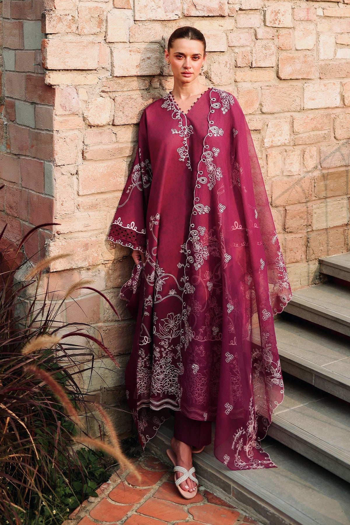 Cross Stitch - PLUM ESSENCE Lawn Unstitch Suit For Women - 3 Piece