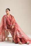 Cross Stitch - Autumn Bloom Organza Unstitch Suit For Women - 4 Piece
