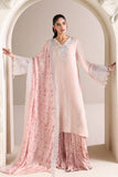 Cross Stitch - Pink Blossom Chiffon Suit For Women - 4 Piece