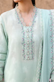 Cross Stitch - Cotton Misty Mint Unstitch Suit For Women - 3 Piece