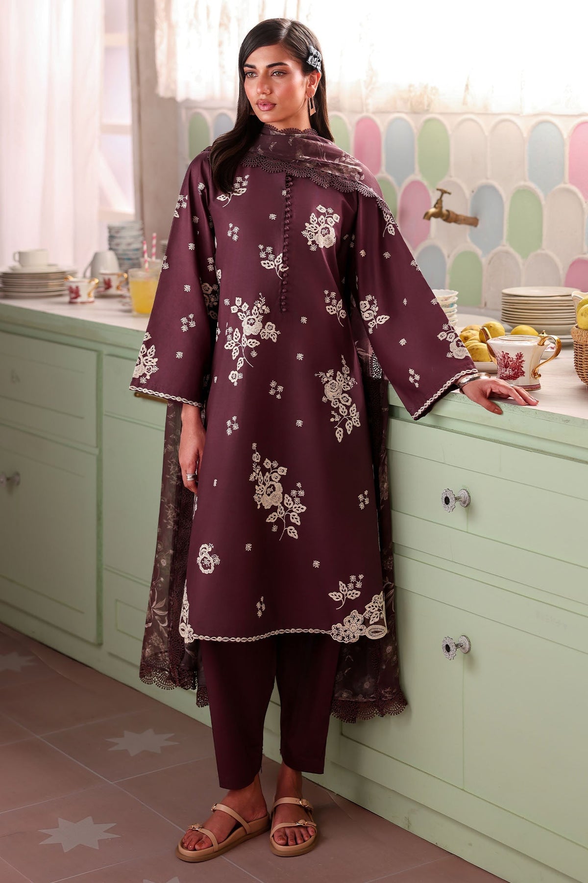 Cross Stitch - Shadow Perse Printed Lawn Unstitch Suit For Women - 3 Piece