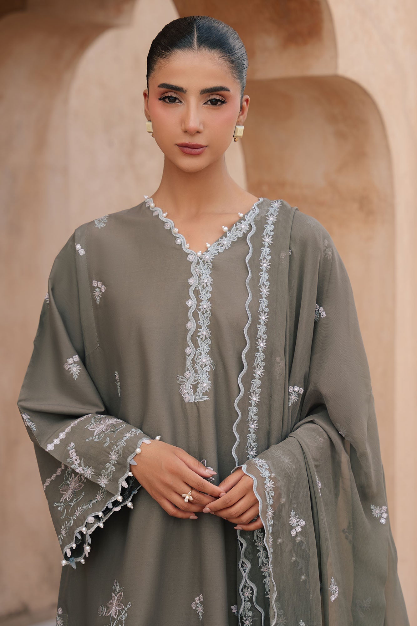 Cross Stitch - Olivine Bloom Lawn Suit For Women - 3 Piece - Studio by TCS