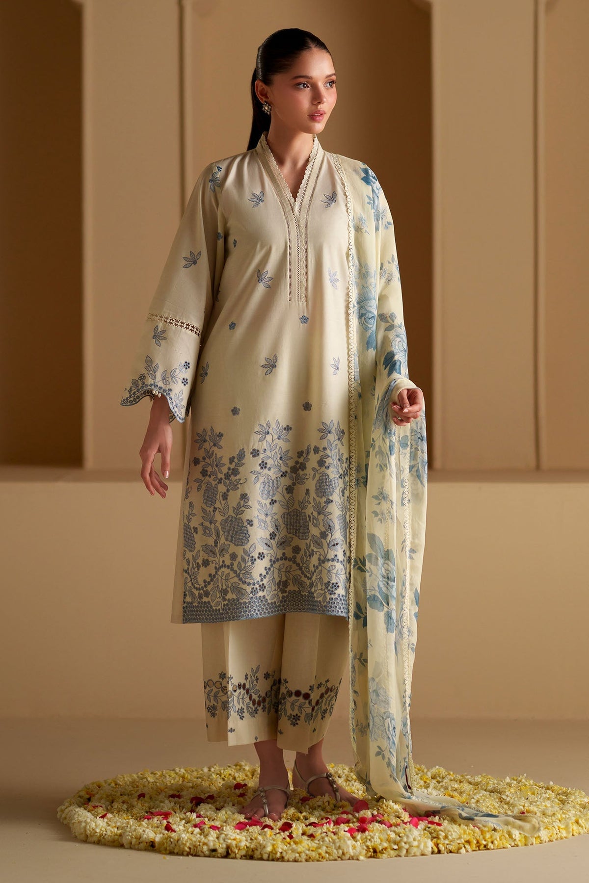 Cross Stitch - Whimsical Charm Chikankari Lawn Suit For Women - 3 Piece