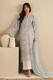 Cross Stitch - Violet Splash Cambric Suit For Women - Blue - 2 Piece