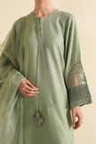 Cross Stitch - Raw Silk Silver Sage Suit For Women - Green - 3 Piece