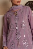 Cross Stitch - Amethyst Shimmer Fancy Yarn Suit For Women - Purple - 3 Piece