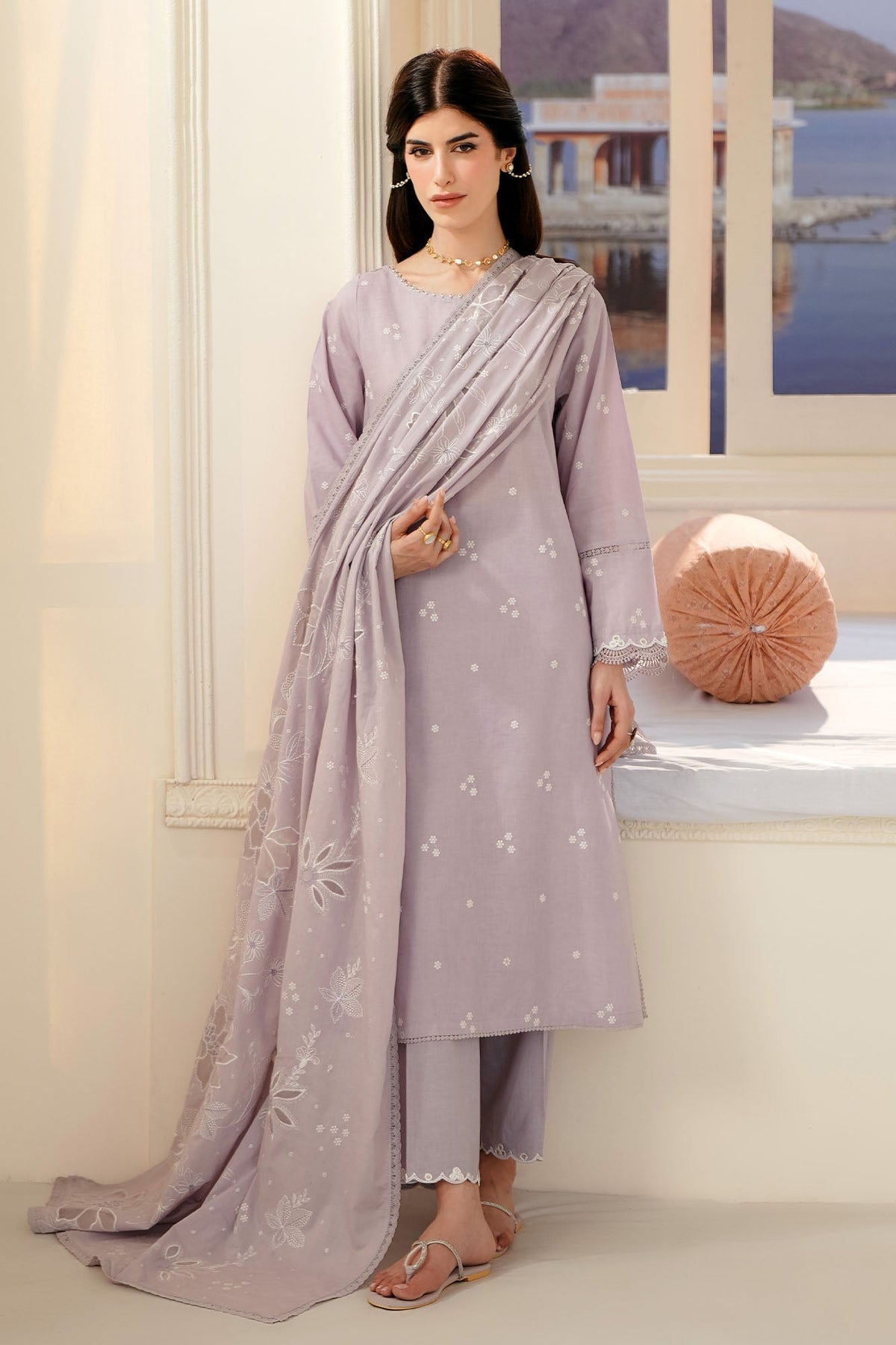 Cross Stitch - Orchid Petal Lawn Embroidered Suit For Women - 3 Piece