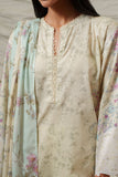Cross Stitch FLORAL DUSK Unstitched Yellow 3 Piece