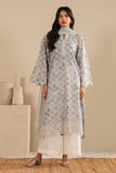 Cross Stitch - Violet Splash Cambric Suit For Women - Blue - 2 Piece