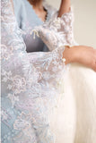 Cross Stitch - Ice Blue Charm Organza Unstitch Suit For Women - 4 Piece