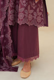 Cross Stitch - Plum Luxe Chikankari Lawn Unstitch Suit For Women - 3 Piece