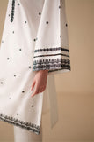 Cross Stitch - Lunar Ivory Embroidered Cambric Shirt For Women - White - 1 Piece