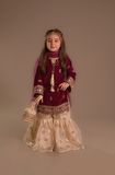 Cheeco Chic - Velvet & Organza Gharara For Girl - Pink - 3 Piece