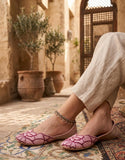 Hemo Handicraft - Velvet Flora Khussa For Women - Pink