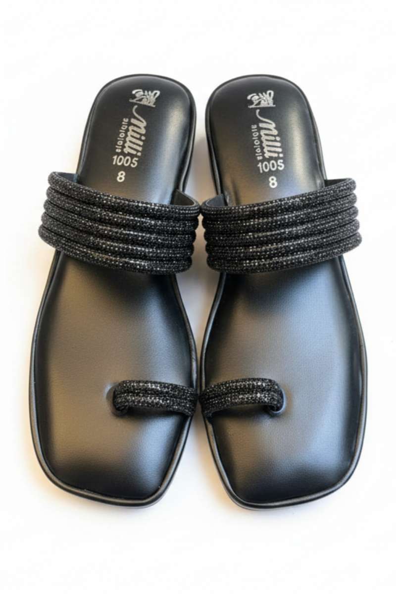 Milli Shoes - Platform Heel Kohlapuri For Women - Black - Studio by TCS