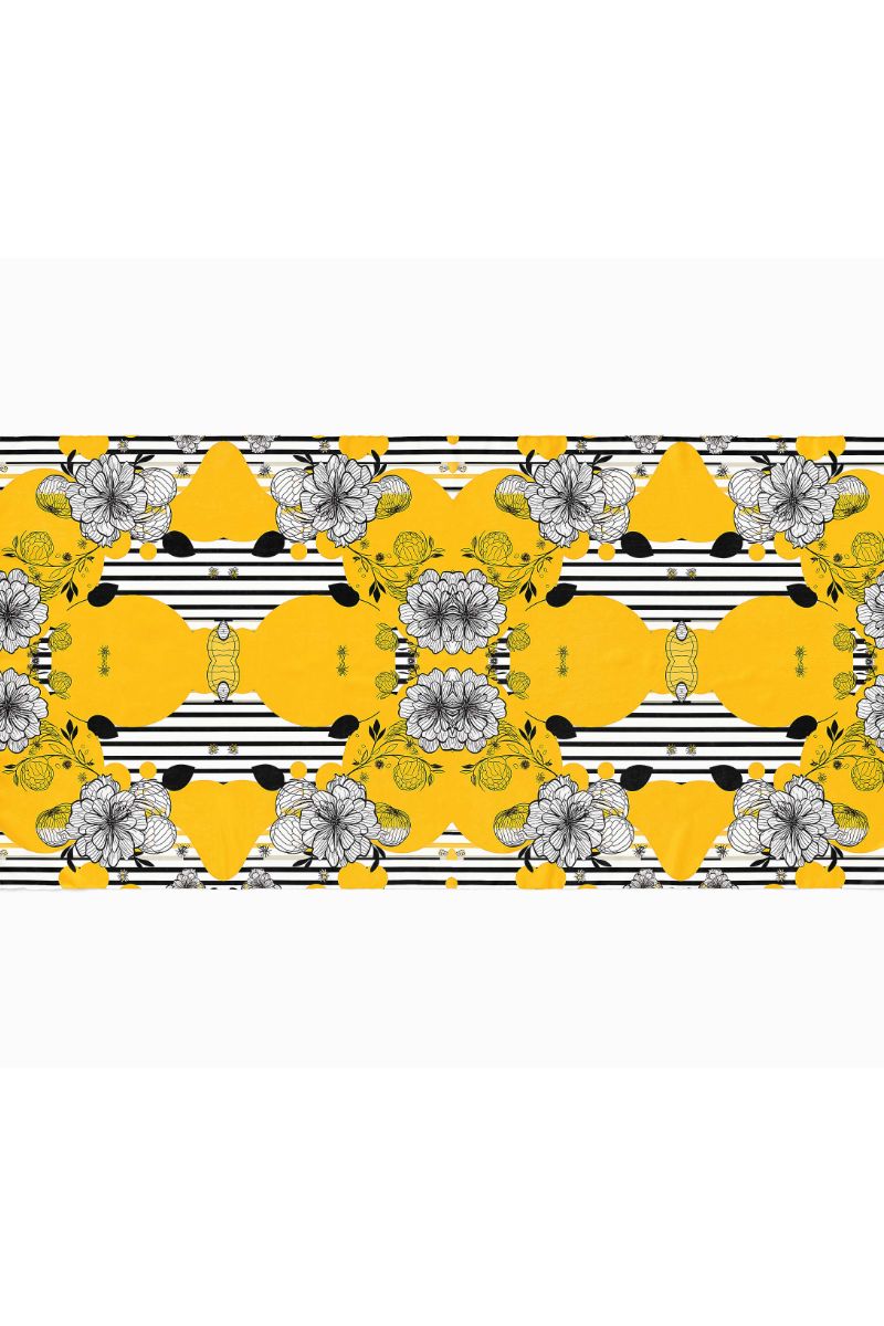 Black Wolf - YELLOW BLACK WHITE CHEVRON SILK HIJAB - 1 Piece