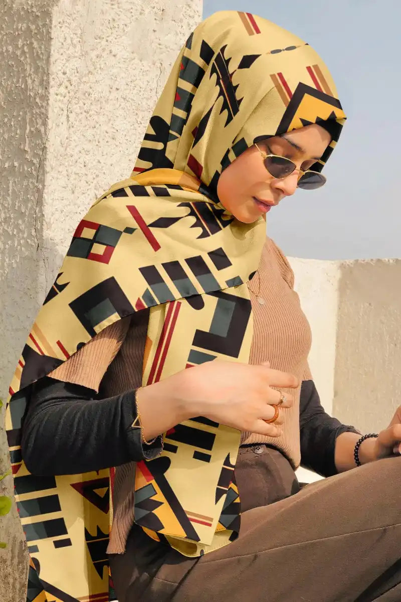Black Wolf - SOUTHWEST SILK HIJAB - BLACK - 1 Piece
