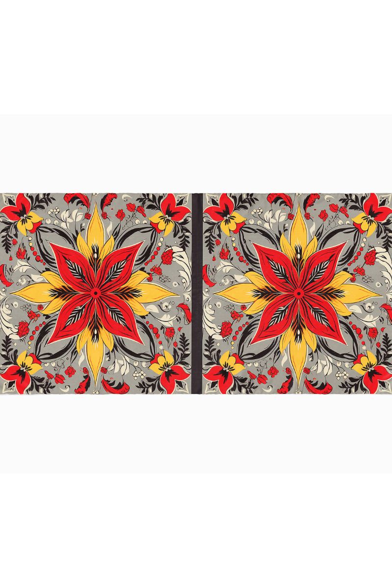 Black Wolf - VECTOR FLORAL ART SILK HIJAB - GREY - 1 Piece