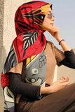 Black Wolf - VECTOR FLORAL ART SILK HIJAB - GREY - 1 Piece