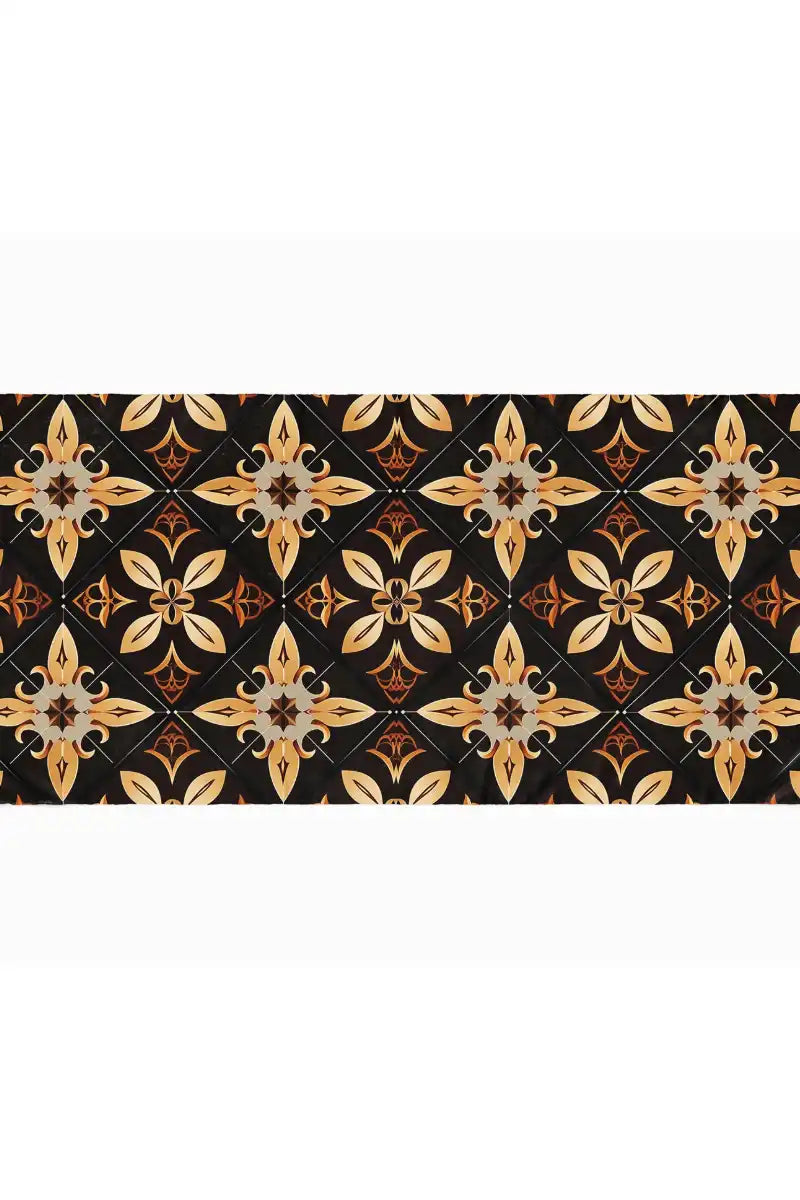 Black Wolf - GEOMETRIC FLORAL SILK HIJAB - BLACK - 1 Piece