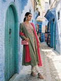 Gulabo - Cotton Swiss Lawn Bloom Kaftan For Women - Olive - 3 Piece