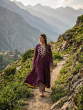 Maheen Khan - Gulbahar Bosky Suit For Women - Burgundy - 2 Piece
