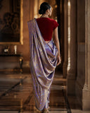 Maheen Khan JAHANARA Saree With Pajama Blue 2 Piece