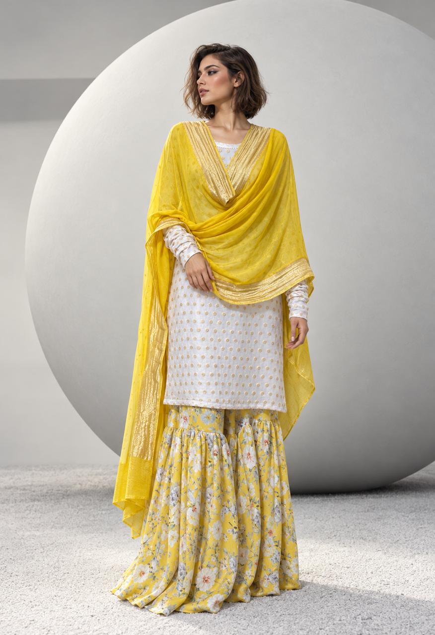 Maheen Khan BEGUM Gharara Yellow 3 Piece