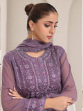 Oaks - Chiffon Embroidered Pret Suit For Women - Purple - 3 Piece