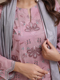 Oaks - Cambric Embroidered Pret Suit For Women - Pink - 3 Piece