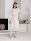 Oaks - Screen Print Cambric Suit For Women - Off White - 2 Piece