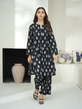 Oaks - Screen Print Cambric Suit For Women - Black - 2 Piece
