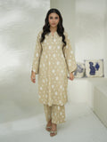 Oaks - Screen Print Cambric Suit For Women - Beige - 2 Piece