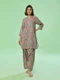 Oaks - Lawn Printed Unstitch Suit For Women - Pink & Green - 2 Piece