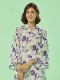 Oaks - Lawn Suit For Women - White&Purple - 2 Piece