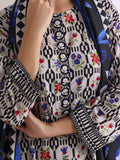 Oaks - Lawn Printed Unstitch Suit For Women - Black - 3 Piece