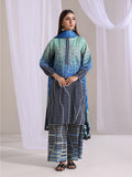 Oaks - Lawn Printed Unstitch Suit For Women - Blue - 3 Piece