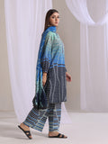 Oaks - Lawn Printed Unstitch Suit For Women - Blue - 3 Piece