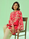Oaks - Lawn Printed Unstitch Suit For Women - Red - 1 Piece